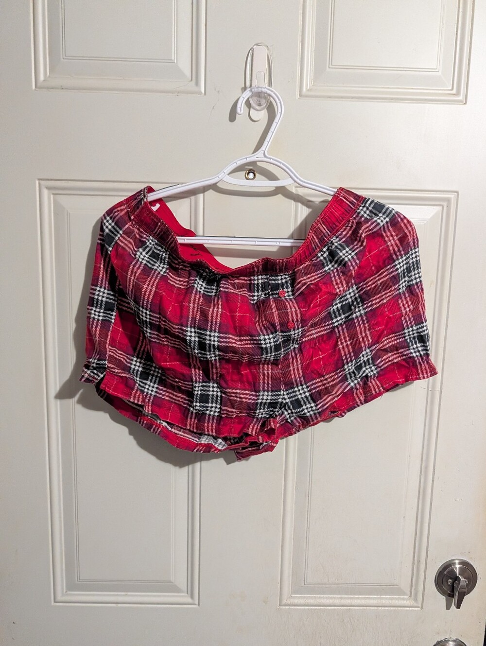 PINK Victoria's Secret Red Black White Plaid Athletic Lounge Shorts